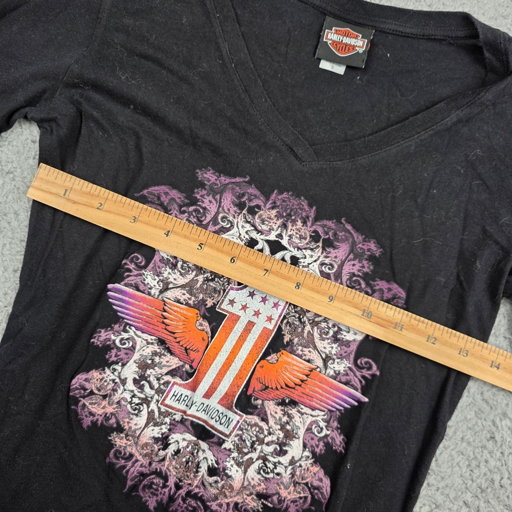 Harley Davidson Orlando Florida Long Sleeve V-Neck Graphic T-Shirt Black Small - Picture 5 of 7